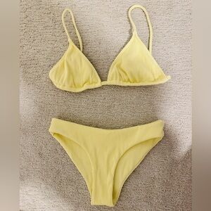 Kulani Kinis Full Coverage Bottom. Bralette Bikini Top Lemondrop Yellow Ribbed